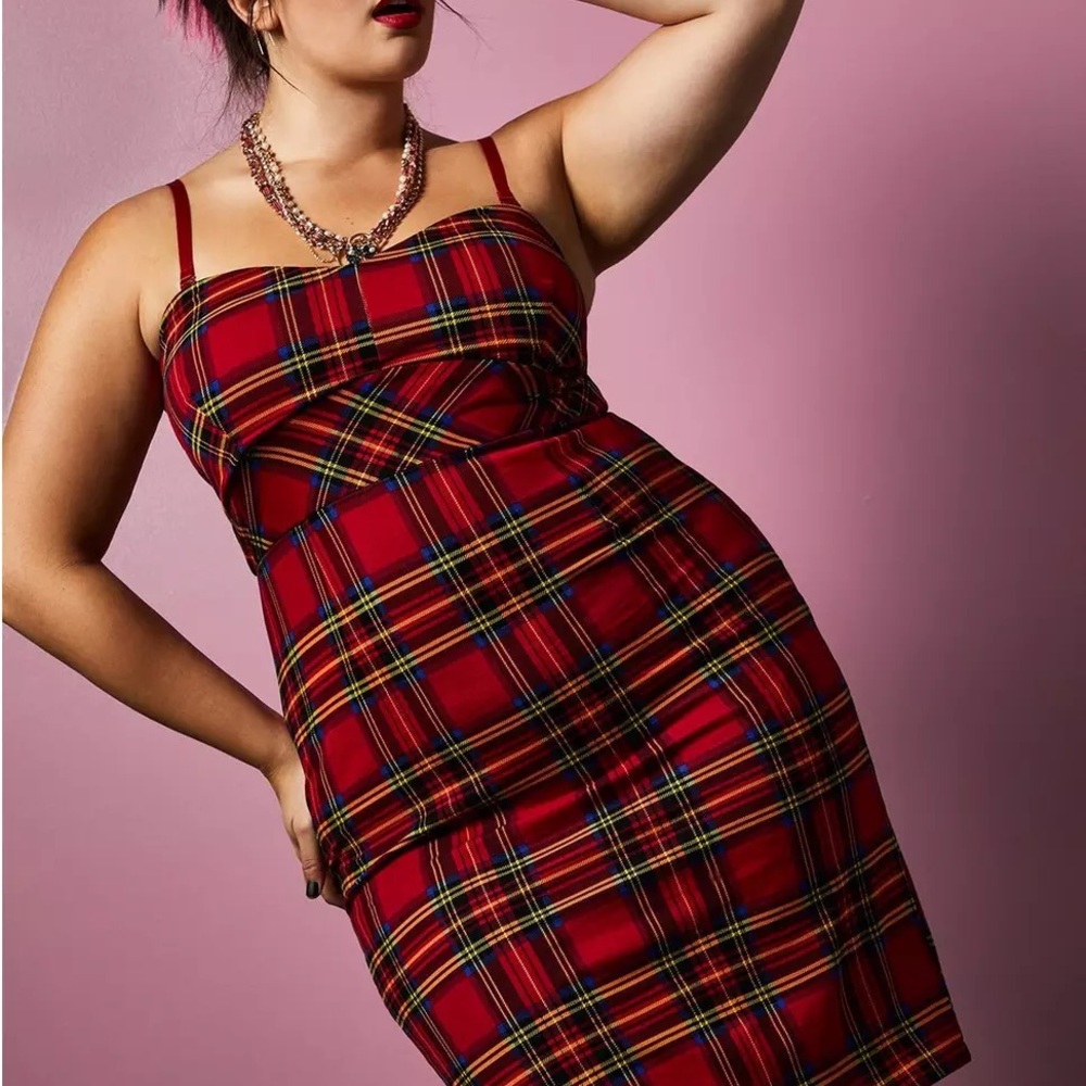 Betsy Johnson for Torrid Plaid Red Dress with Straps